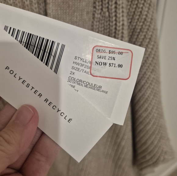 Hudson North Knit Oatmeal 2X Open Front Cardigan Sweater - Picture 4 of 9